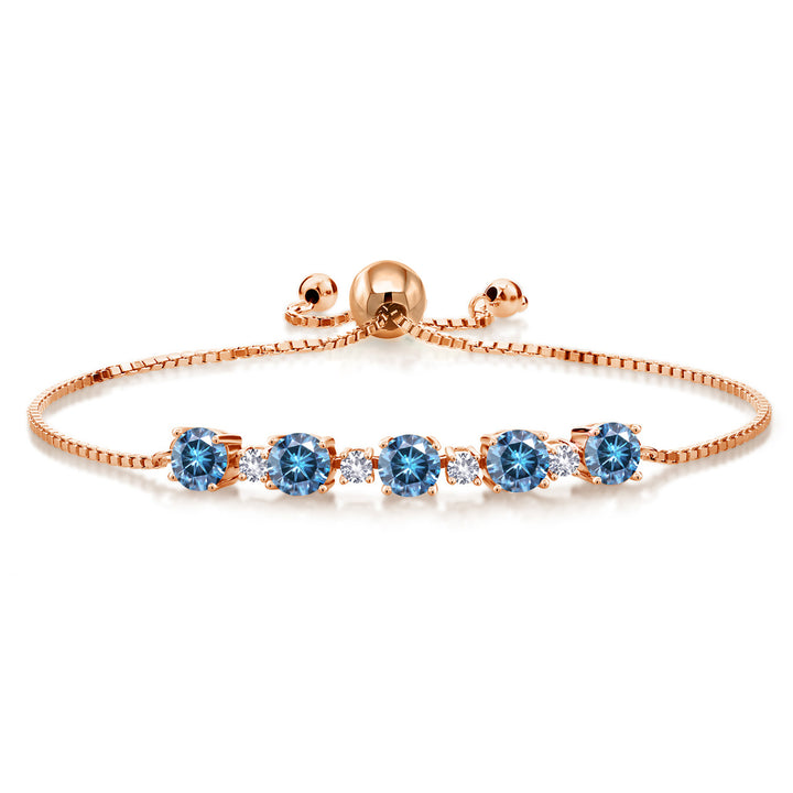Persian Blue Moissanite - April_Bracelet in 925 Rose Gold Plated Silver