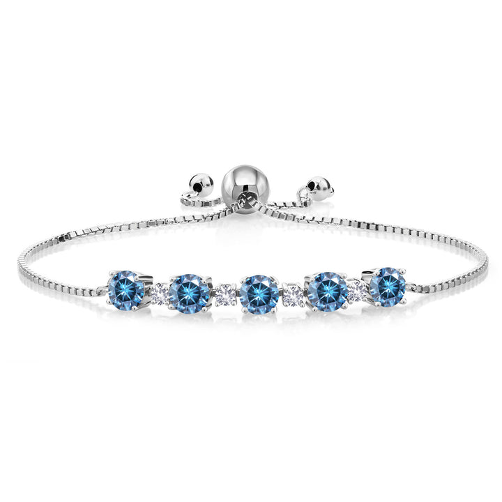 Persian Blue Moissanite - April_Bracelet in 925 Sterling Silver