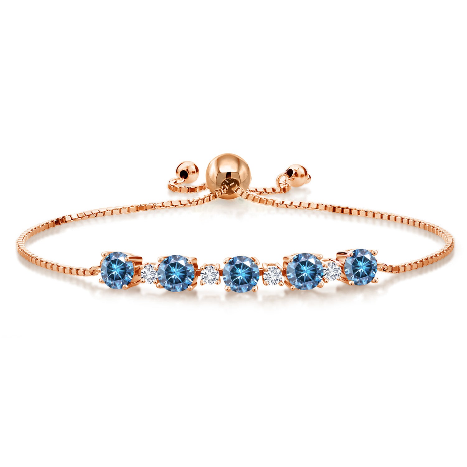 Persian Blue Moissanite - April_Bracelet in 925 Rose Gold Plated Silver