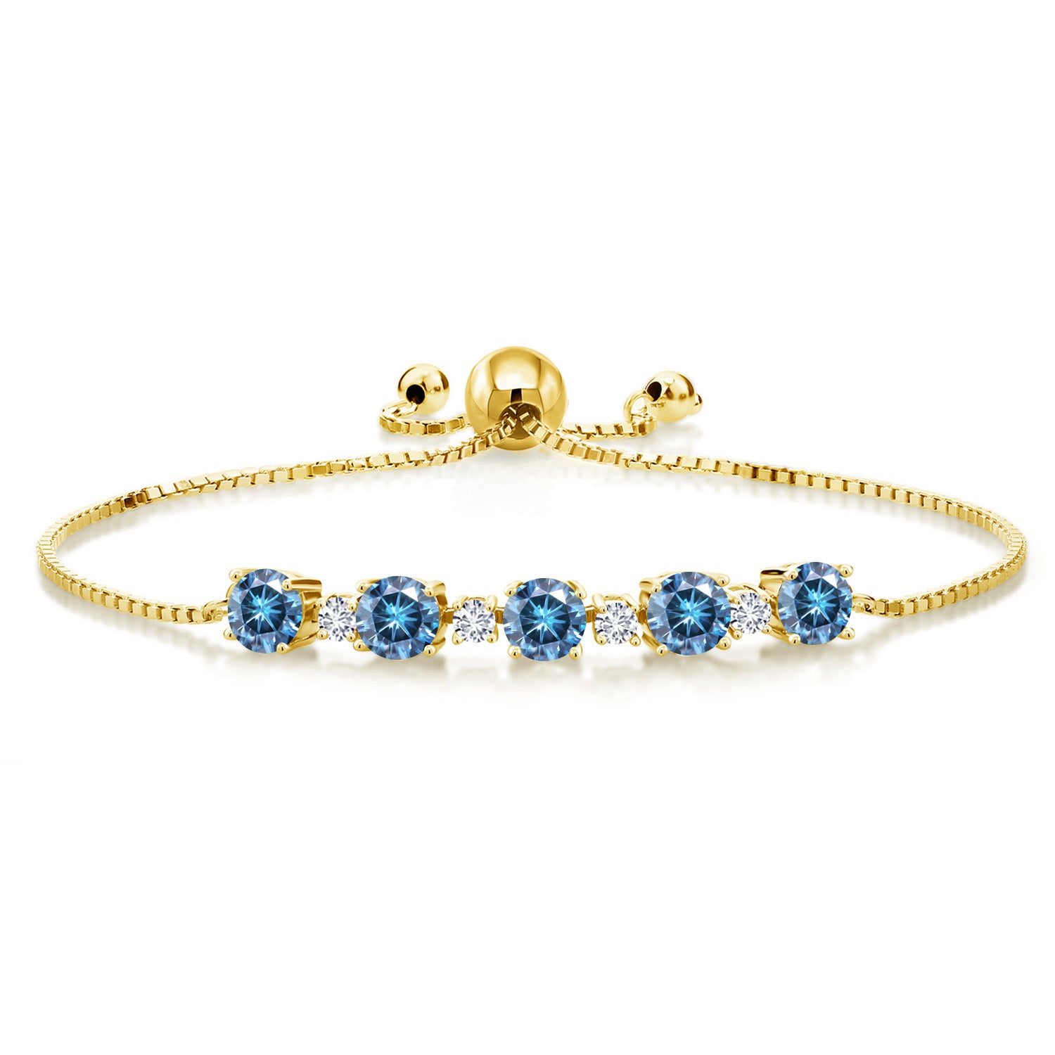 Persian Blue Moissanite - April_Bracelet in 925 Yellow Gold Plated Silver