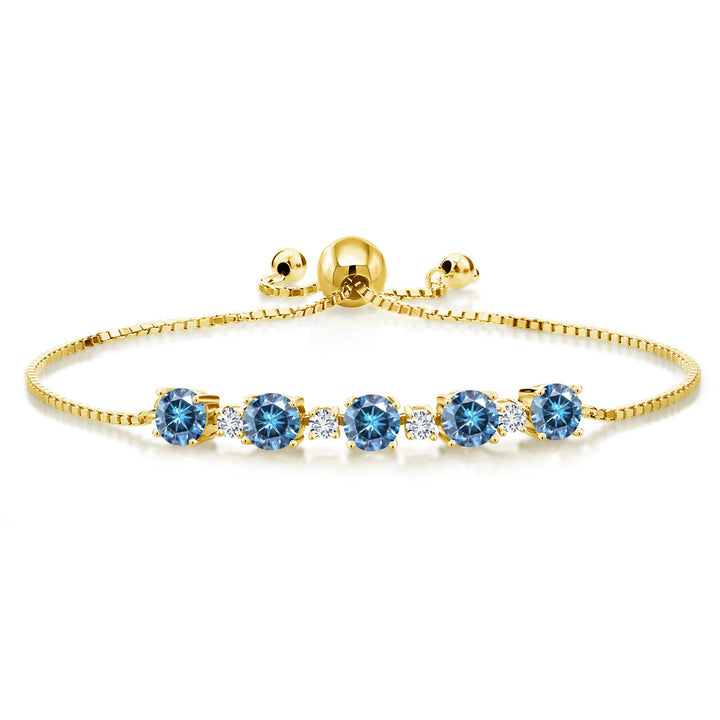 Persian Blue Moissanite - April_Bracelet in 925 Yellow Gold Plated Silver