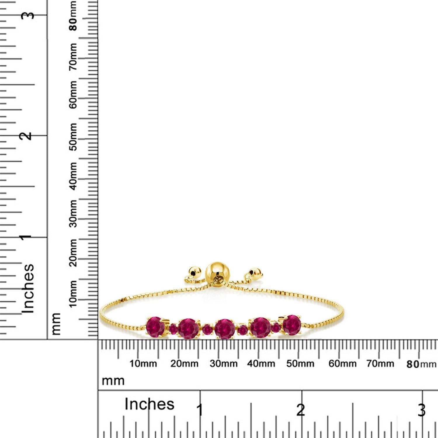Created Ruby - July_Bracelet in 925 Yellow Gold Plated Silver