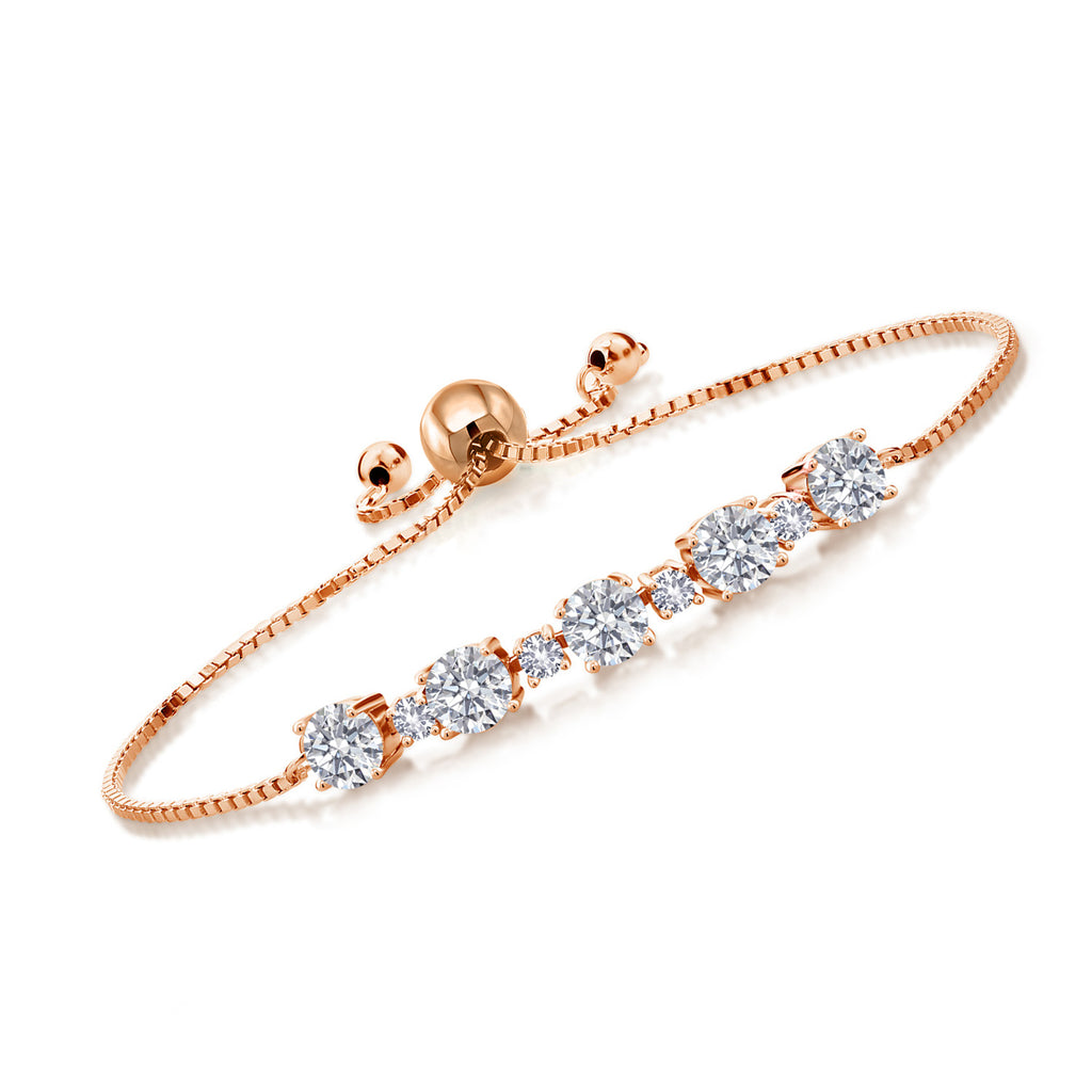 White Lab Grown Diamond - April_Bracelet in 925 Rose Gold Plated Silver
