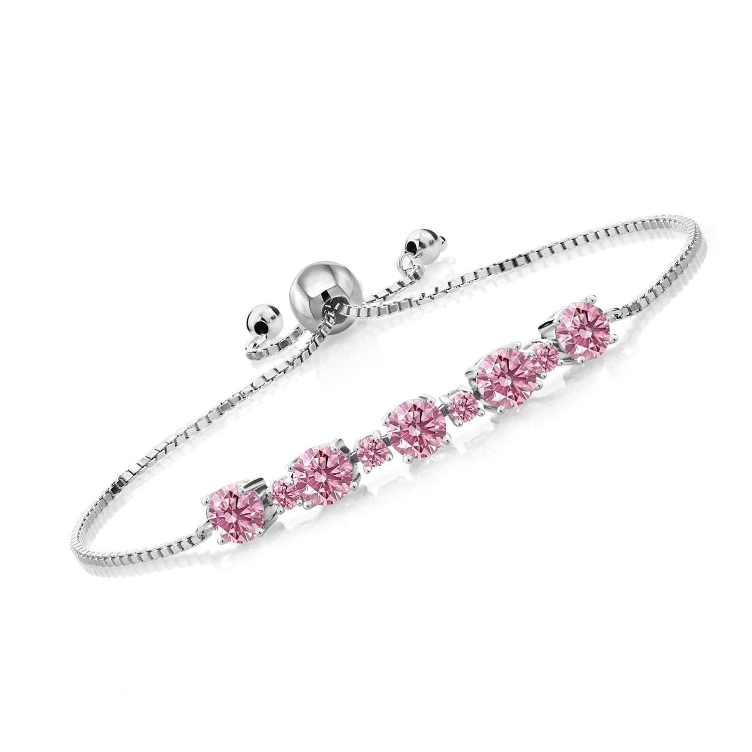 Pink Lab Grown Diamond - April_Bracelet in 925 Sterling Silver