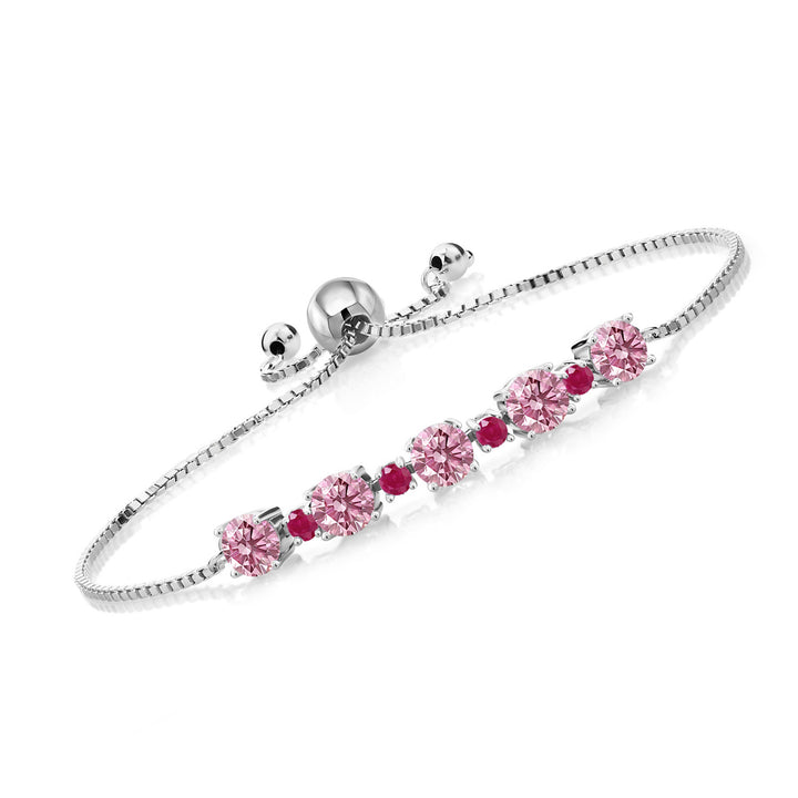 Pink Lab Grown Diamond - April_Bracelet in 925 Sterling Silver