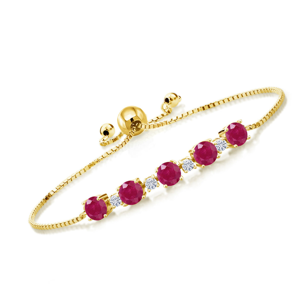 Ruby - July_Bracelet in 925 Yellow Gold Plated Silver