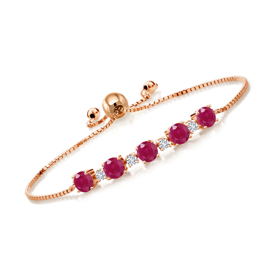Ruby - July_Bracelet in 925 Rose Gold Plated Silver