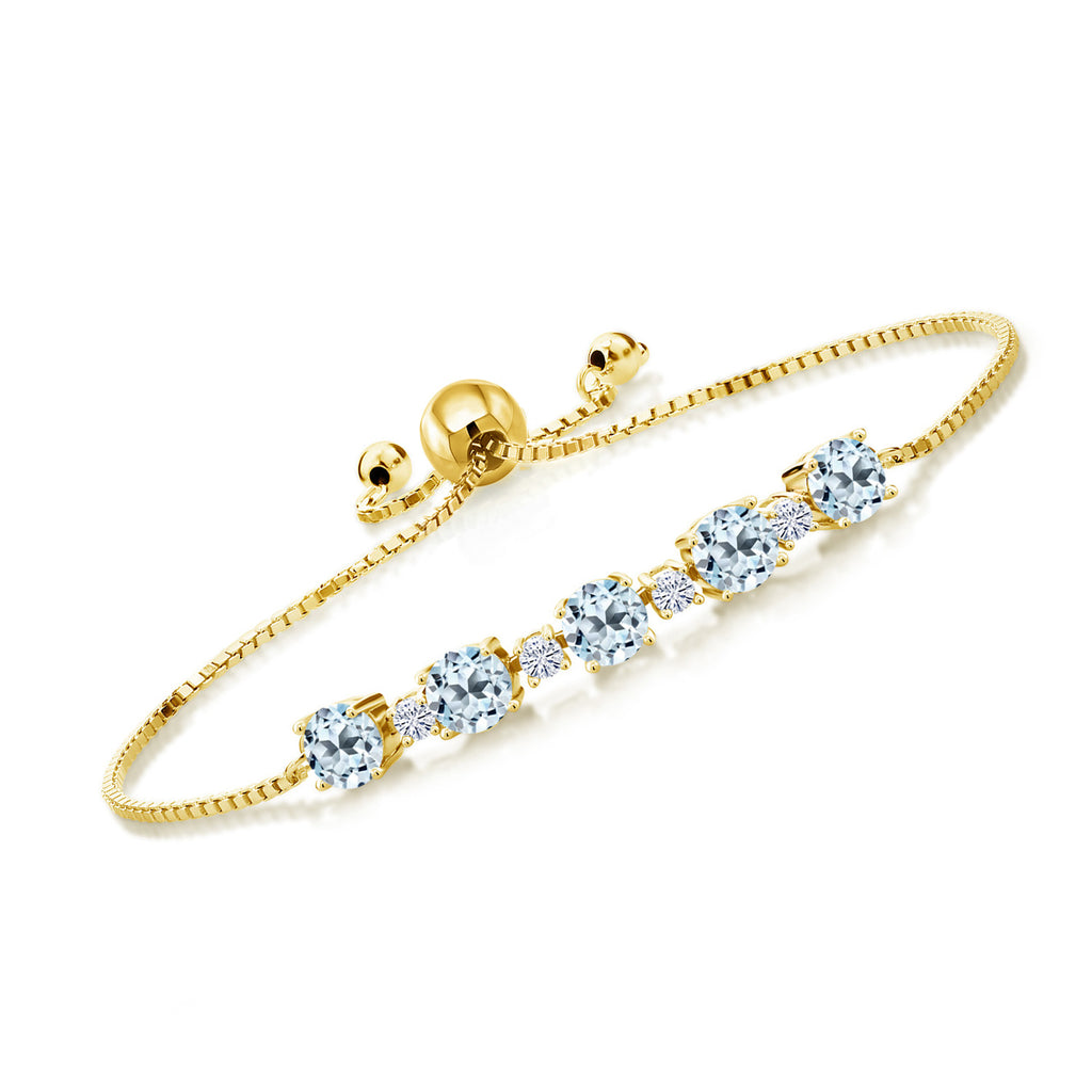Sky Blue Topaz - November_Bracelet in 925 Yellow Gold Plated Silver