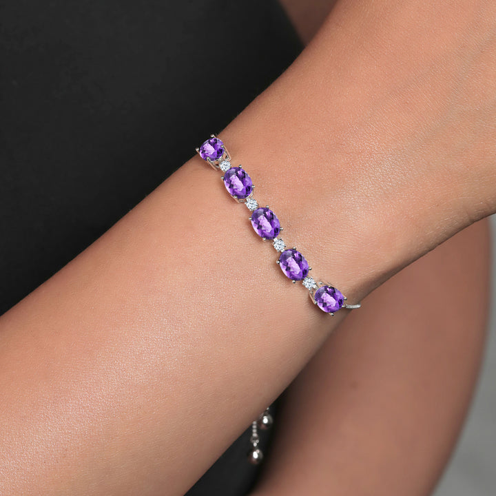 Purple and White_Bracelet in 925 Sterling Silver