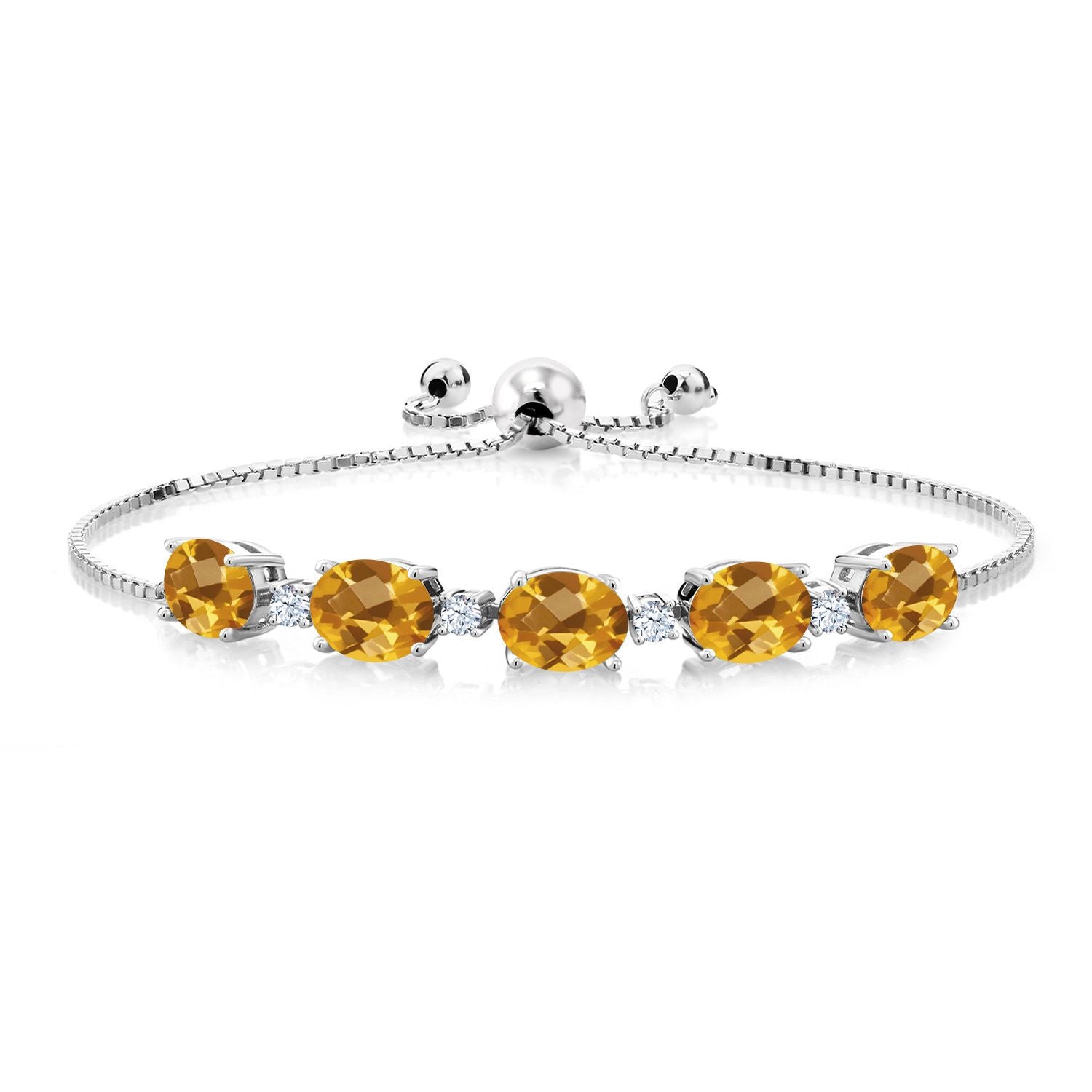Citrine-Checkerboard - November_Bracelet in 925 Sterling Silver