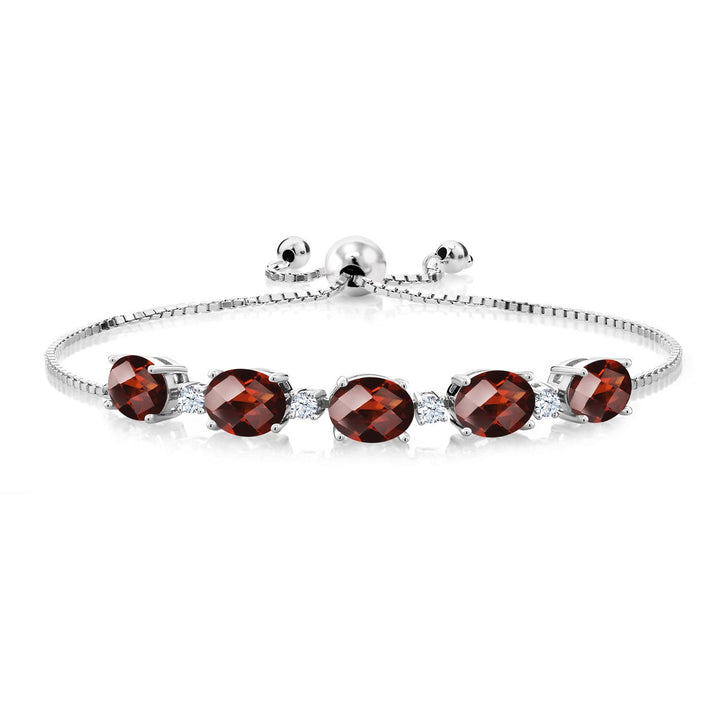 Garnet-Checkerboard - January_Bracelet in 925 Sterling Silver