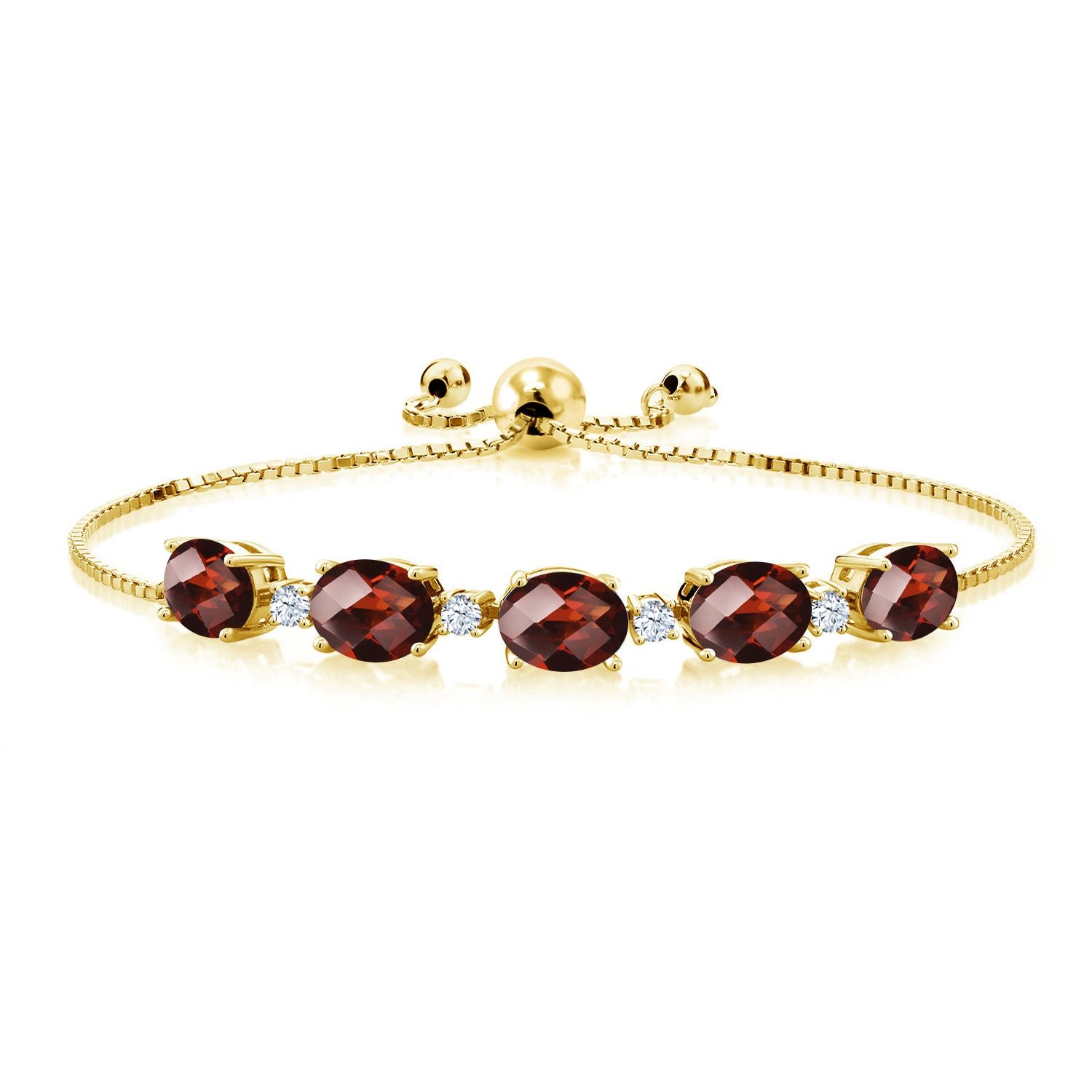 Garnet-Checkerboard - January_Bracelet in 925 Yellow Gold Plated Silver