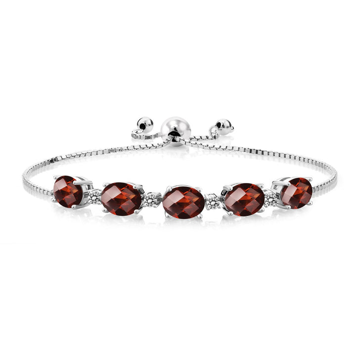Garnet Checkerboard_Bracelet in 925 Sterling Silver