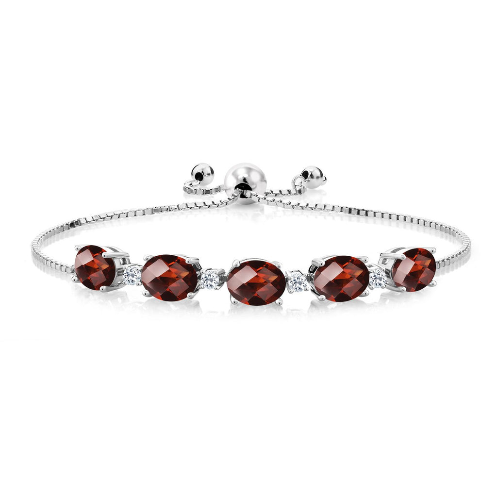 Garnet-Checkerboard - January_Bracelet in 925 Sterling Silver
