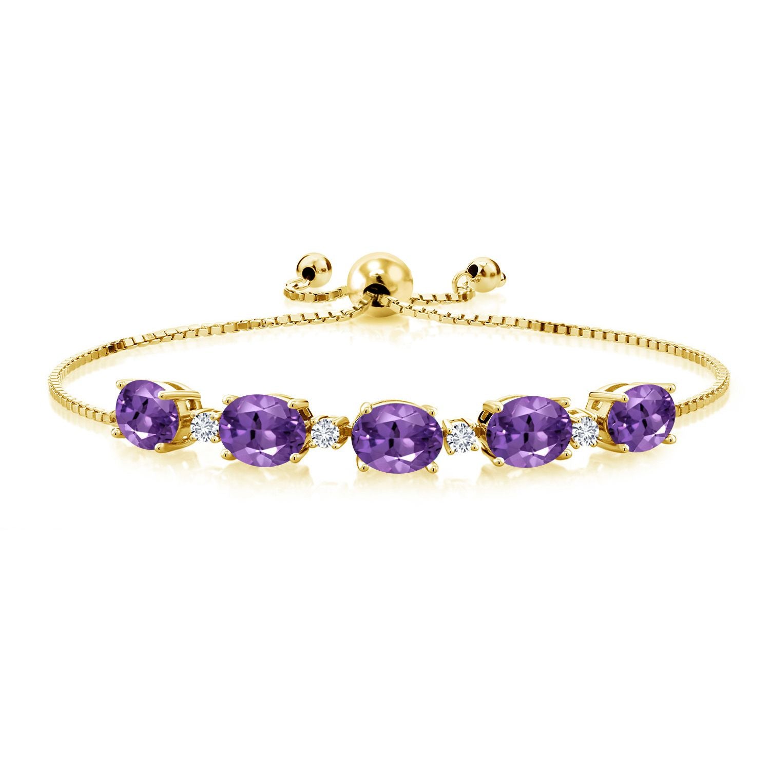 Amethyst - February_Bracelet in 925 Yellow Gold Plated Silver