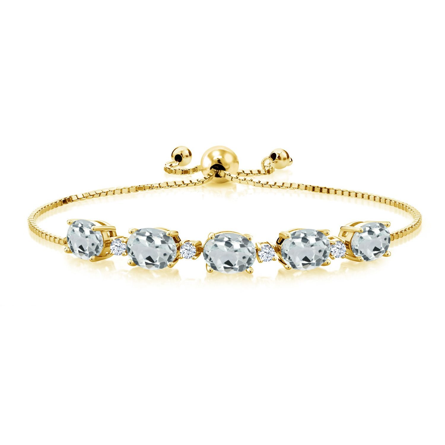 Aquamarine - March_Bracelet in 925 Yellow Gold Plated Silver
