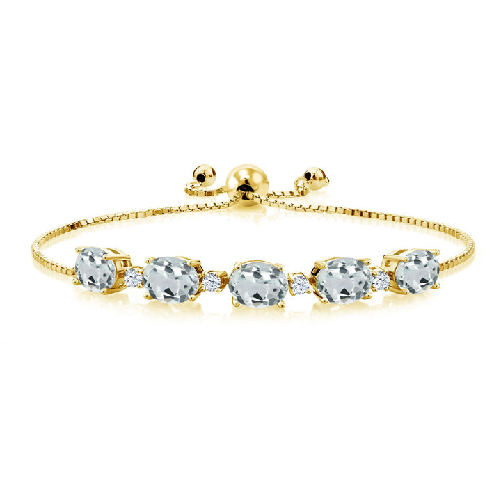 Aquamarine - March_Bracelet in 925 Yellow Gold Plated Silver