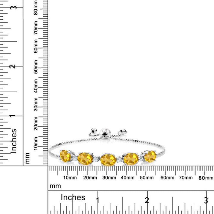 925 Sterling Silver Yellow Citrine Tennis Bracelet For Women (6.70 Cttw, Oval 8X6MM, Gemstone Birthstone, Fully Adjustable Up to 9 Inch)