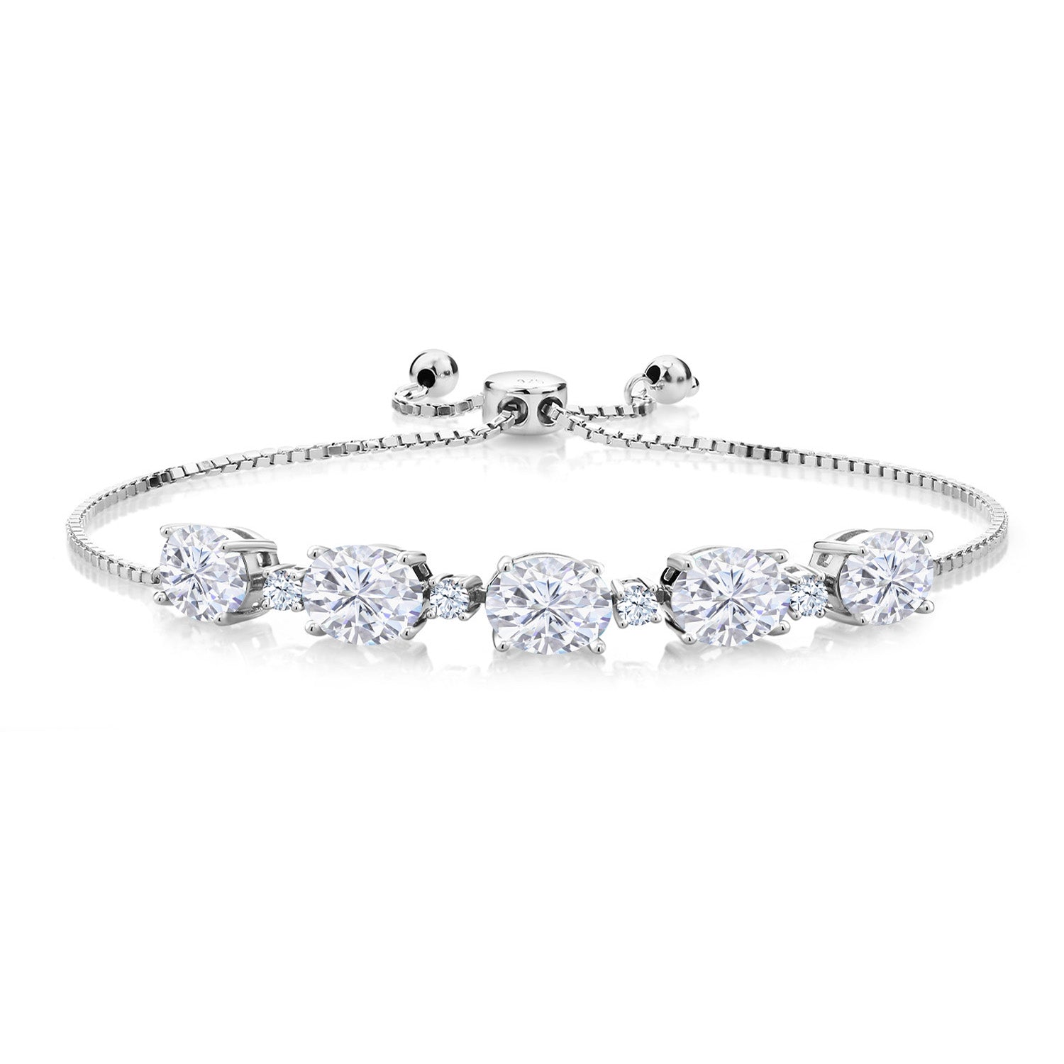 White Moissanite - April_Bracelet in 925 Sterling Silver