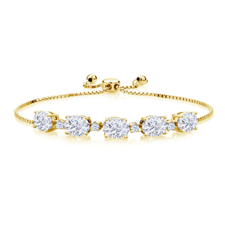 White Moissanite - April_Bracelet in 925 Yellow Gold Plated Silver
