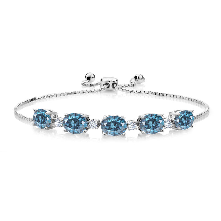 Persian Blue Moissanite - April_Bracelet in 925 Sterling Silver