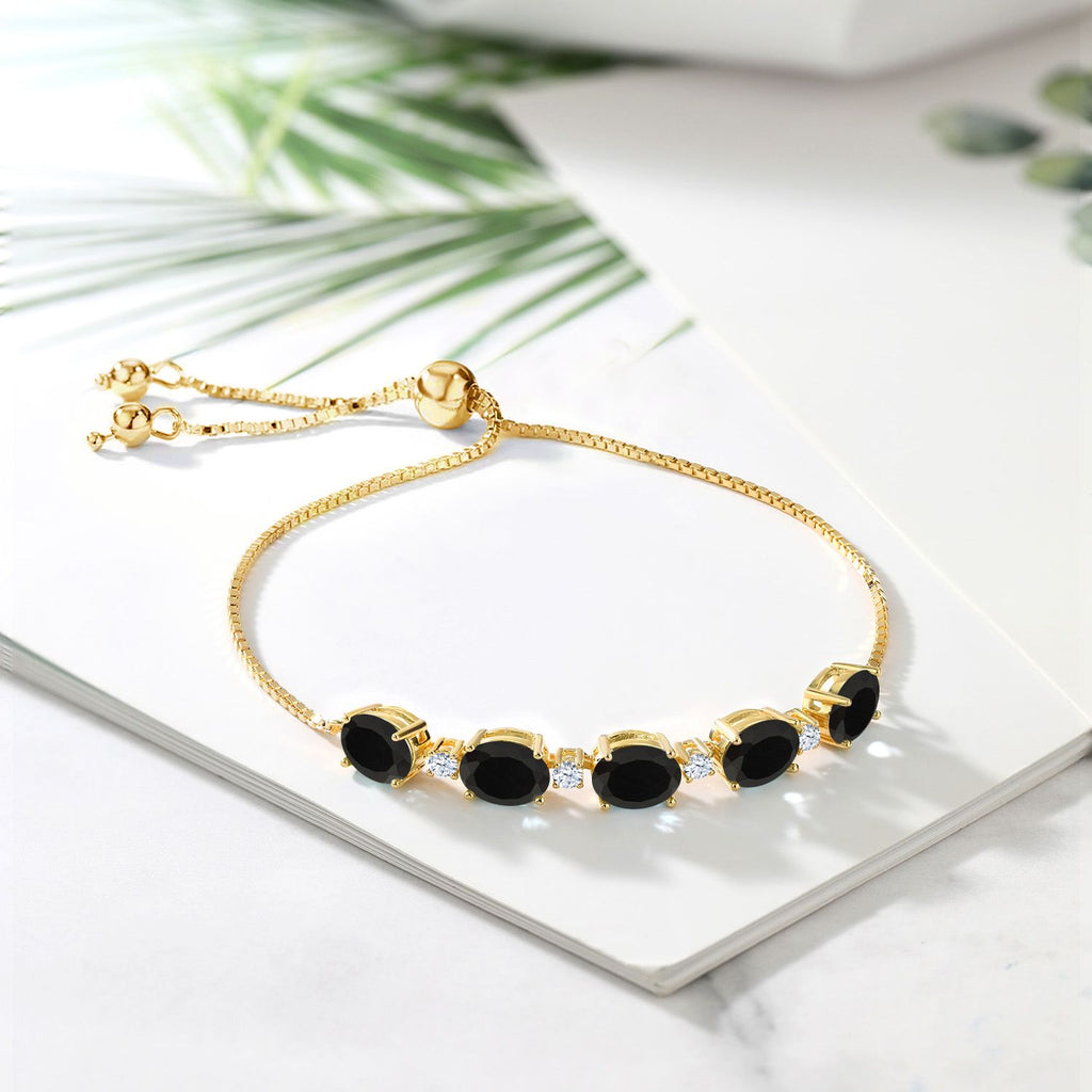 Onyx - December_Bracelet in 925 Yellow Gold Plated Silver