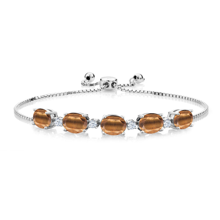 Brown Tiger Eye_Bracelet in 925 Sterling Silver