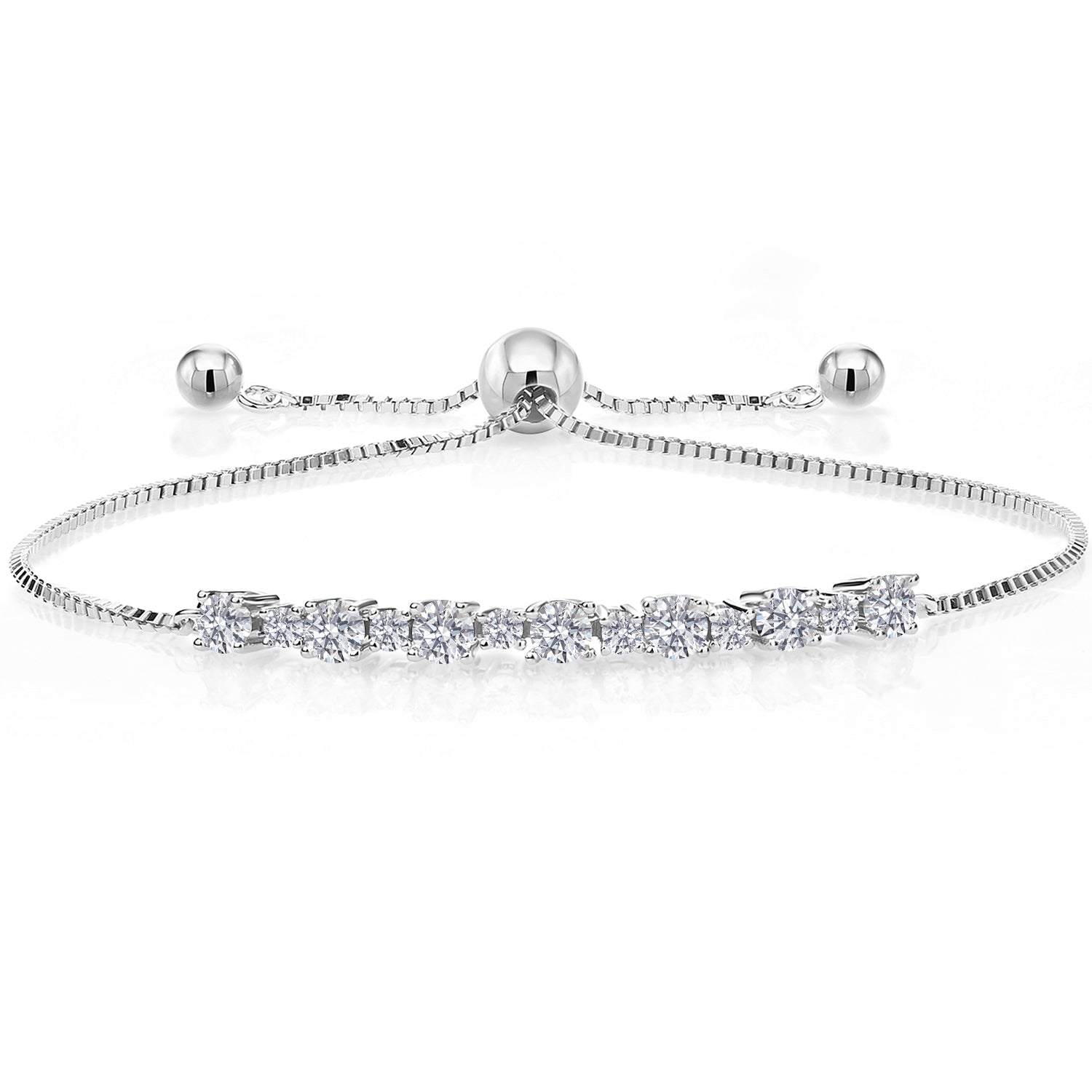 0.82 Ct Round White Lab Grown Diamond 925 Sterling Silver Bracelet