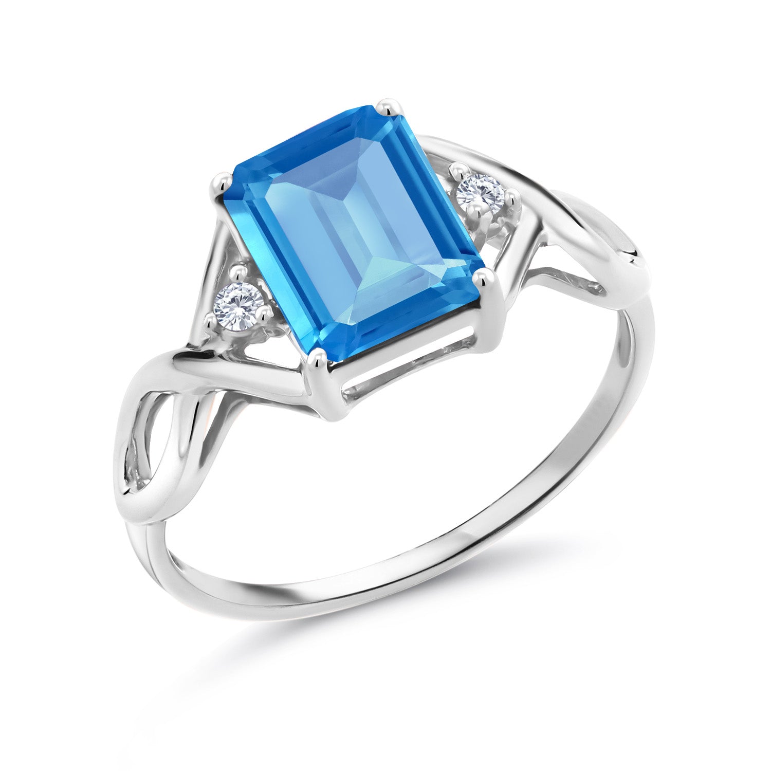 Topaz and Lab Grown Diamond_5_Ring in 925 Sterling Silver