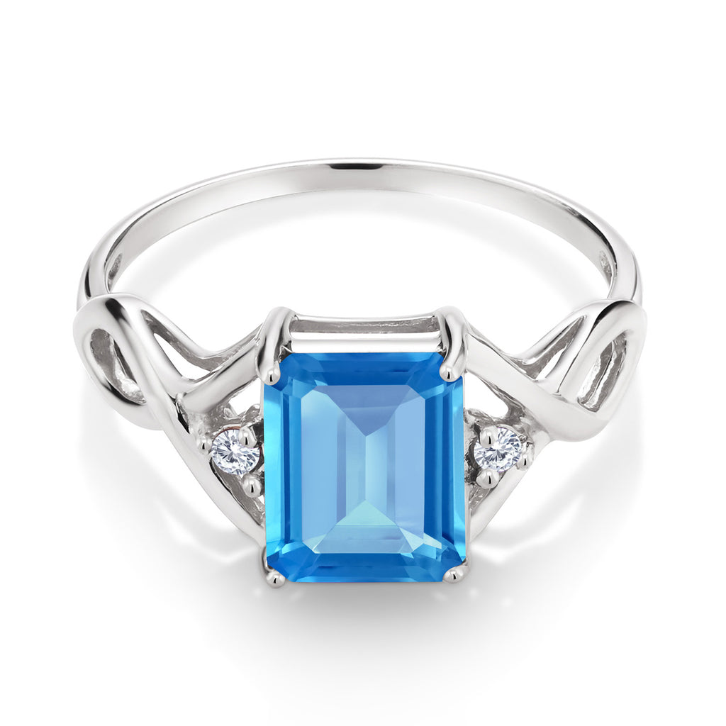 Topaz and Lab Grown Diamond_5_Ring in 925 Sterling Silver