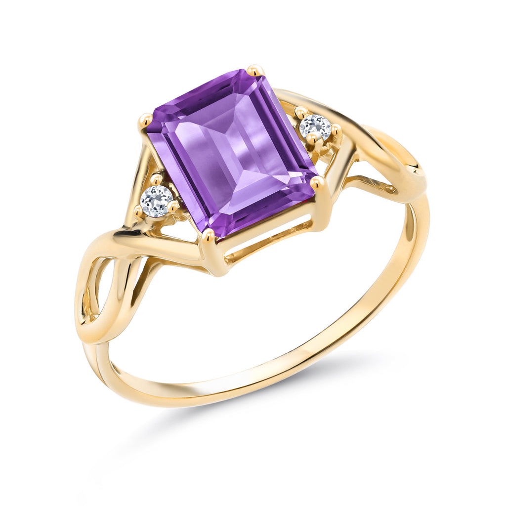 Amethyst - February_6_Ring in 925 Yellow Gold Plated Silver