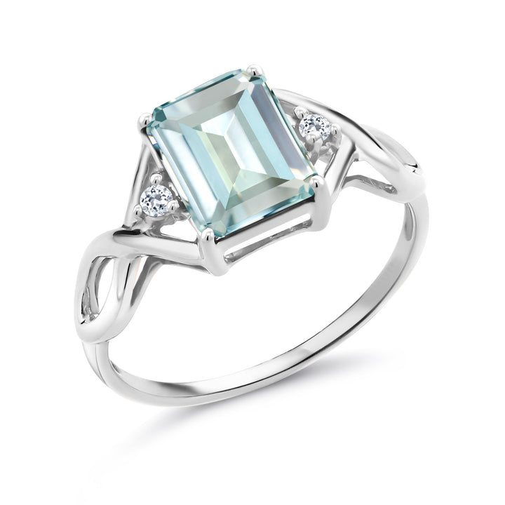 Created Aquamarine - March_5_Ring in 925 Sterling Silver
