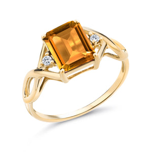 Citrine - November_6_Ring in 925 Yellow Gold Plated Silver