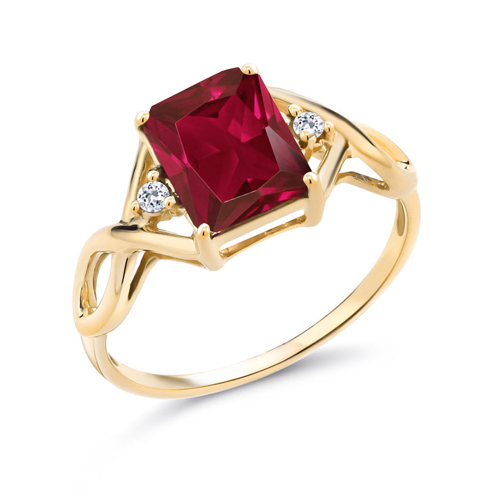 Created Ruby - July_5_Ring in 925 Yellow Gold Plated Silver