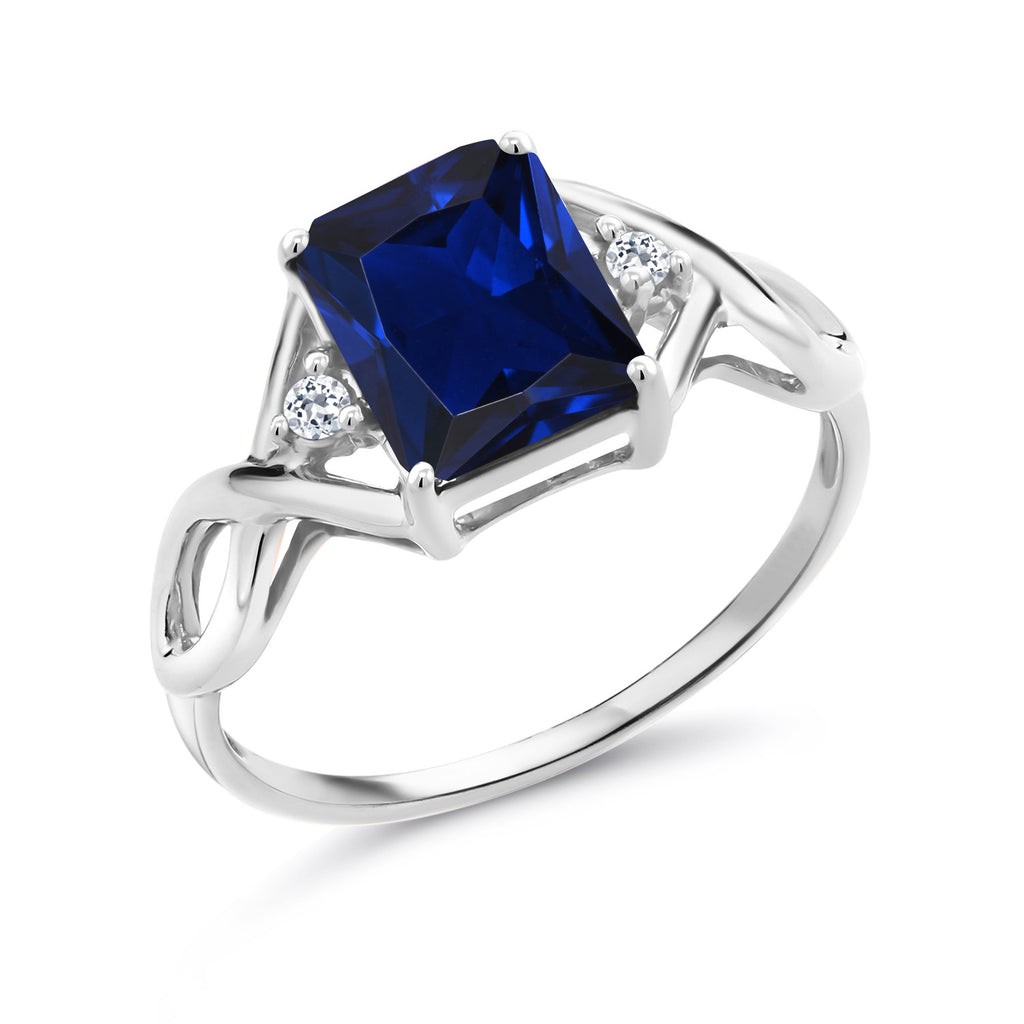 Blue Created Sapphire - September_6_Ring in 925 Sterling Silver