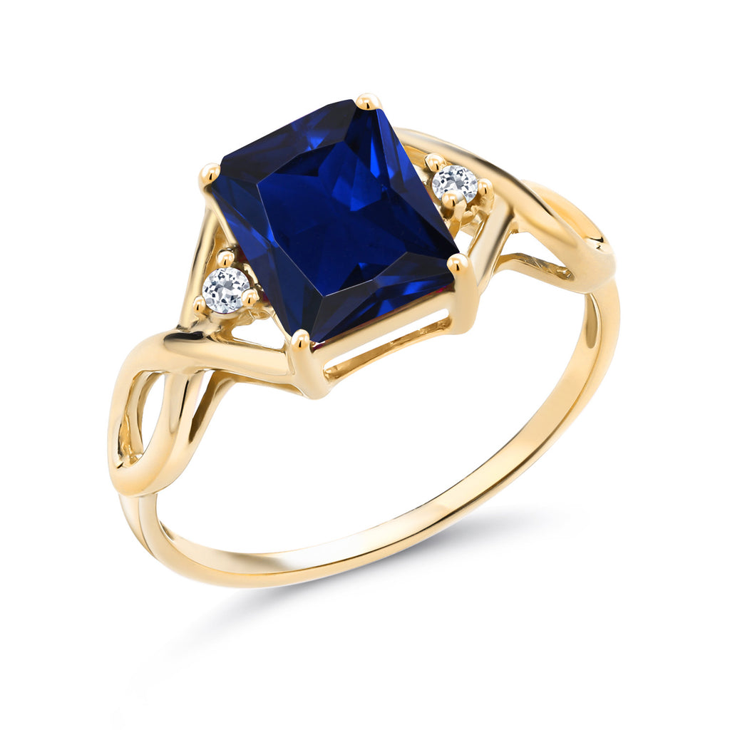 Created Sapphire - September_9_Ring in 925 Yellow Gold Plated Silver
