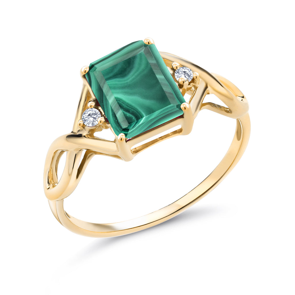 Malachite_6_Ring in 925 Yellow Gold Plated Silver