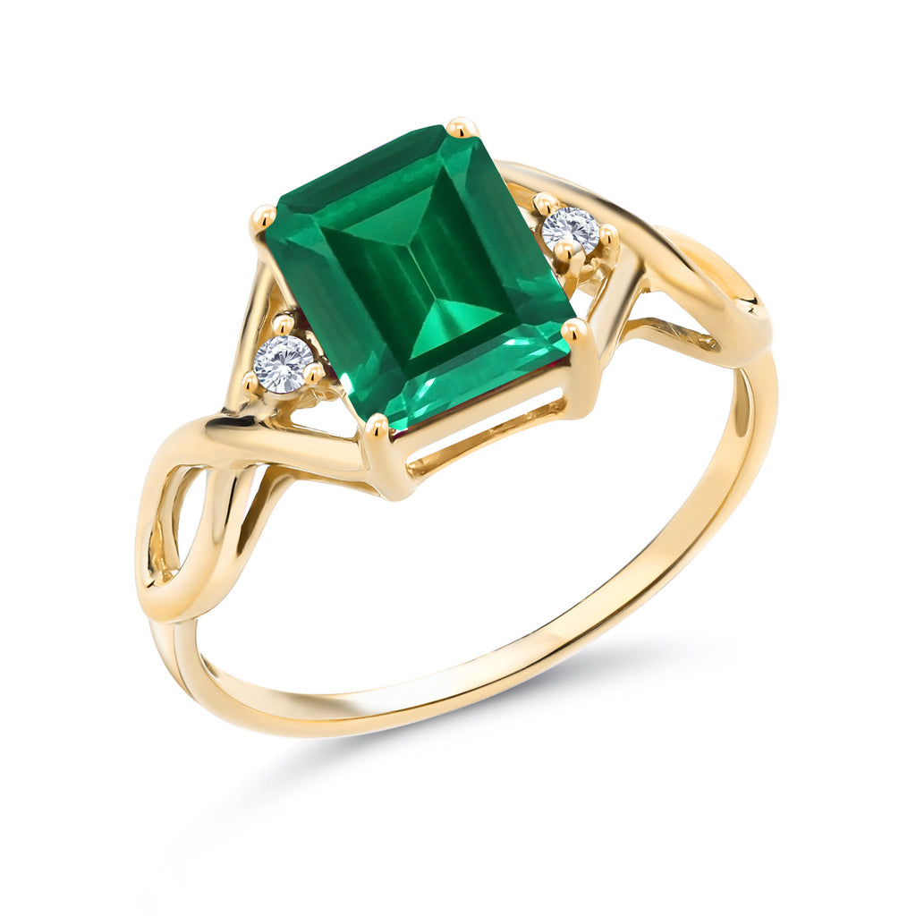 Nano Emerald - May_5_Ring in 925 Yellow Gold Plated Silver