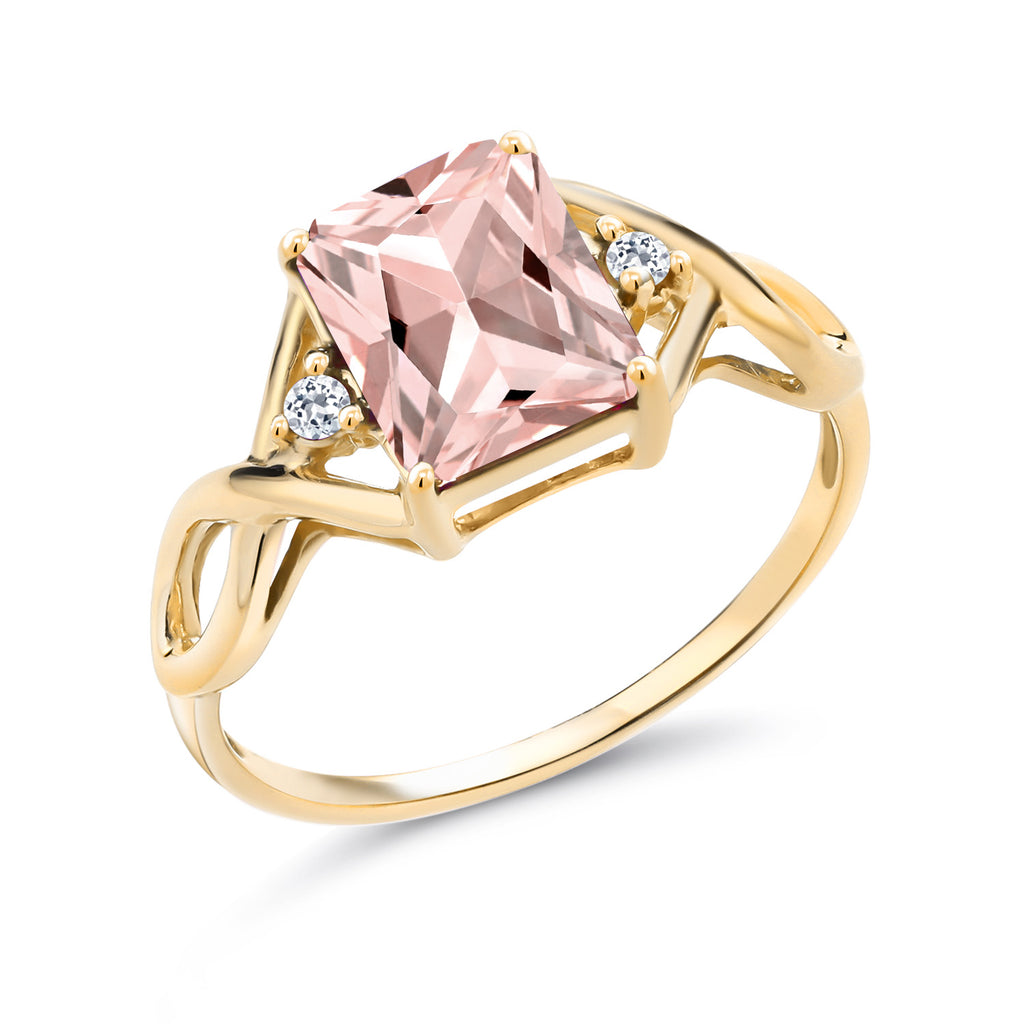 Nano Morganite - October_5_Ring in 925 Yellow Gold Plated Silver