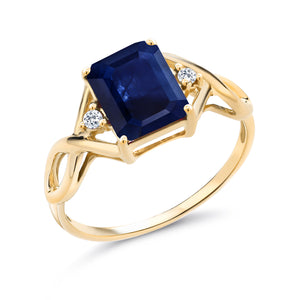 Sapphire and Topaz_5_Ring in 925 Yellow Gold Plated Silver
