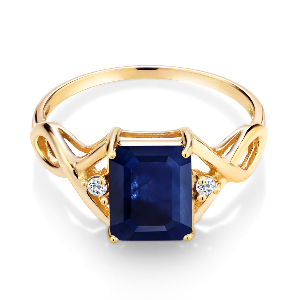 Sapphire and Topaz_5_Ring in 925 Yellow Gold Plated Silver