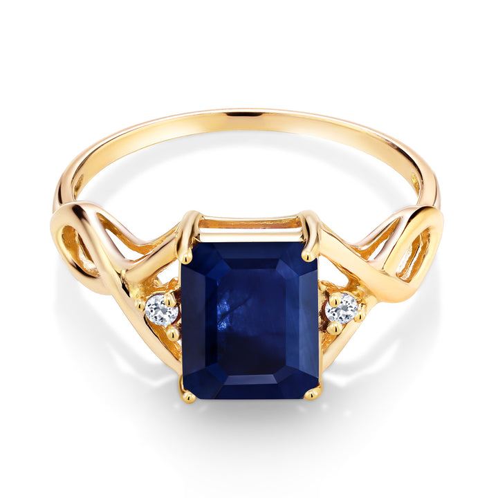 Sapphire and Topaz_5_Ring in 925 Yellow Gold Plated Silver