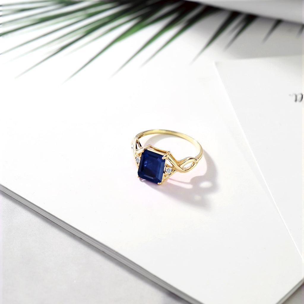 Sapphire and Topaz_5_Ring in 925 Yellow Gold Plated Silver