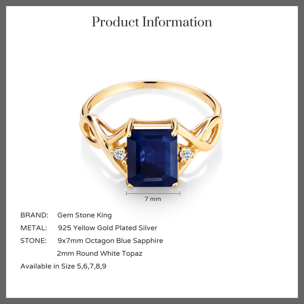 Sapphire and Topaz_5_Ring in 925 Yellow Gold Plated Silver