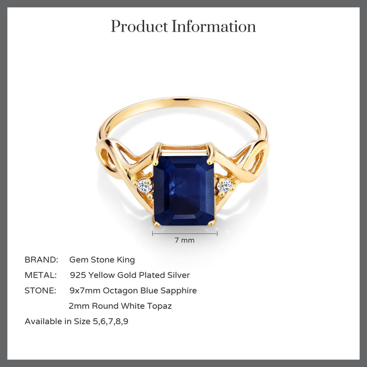 Sapphire and Topaz_5_Ring in 925 Yellow Gold Plated Silver