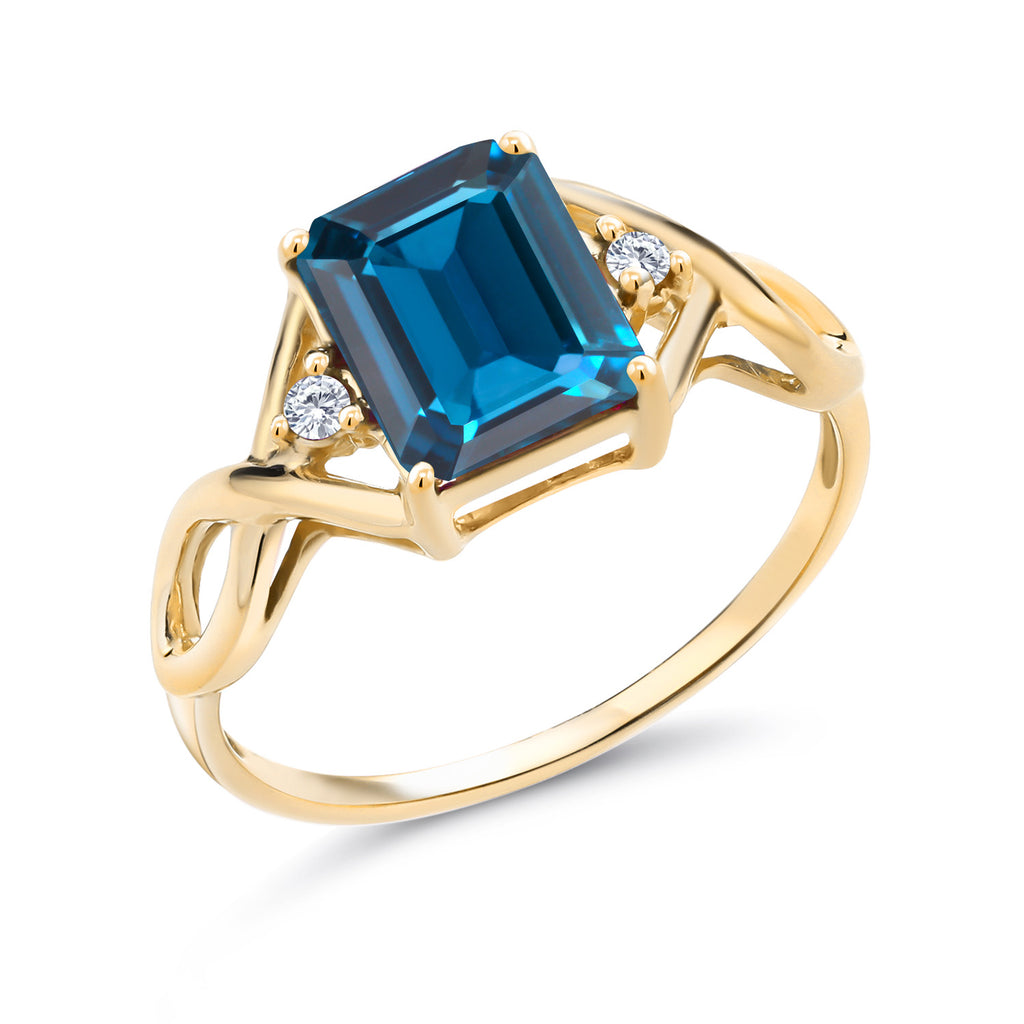 London Blue Topaz - November_8_Ring in 925 Yellow Gold Plated Silver