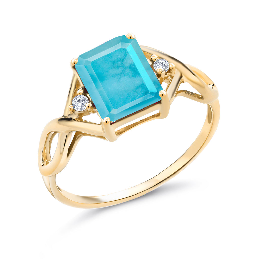 Turquoise_9_Ring in 925 Yellow Gold Plated Silver