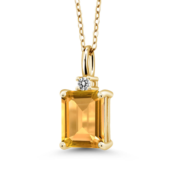 Citrine and Diamond_Pendant in 925 Yellow Gold Plated Silver