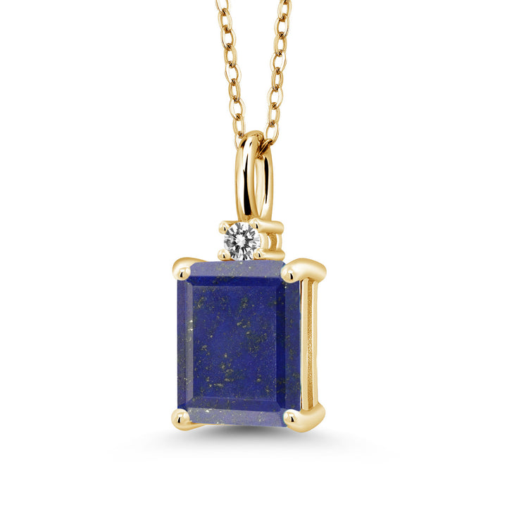 Blue Lapis_Pendant in 925 Yellow Gold Plated Silver
