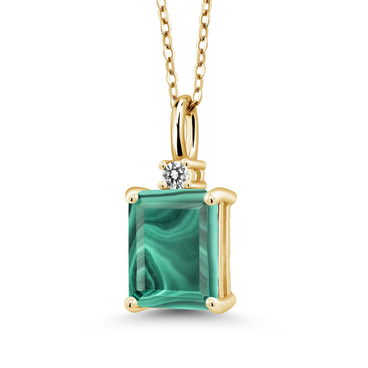 Malachite_Pendant in 925 Yellow Gold Plated Silver